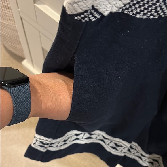 Navy Embroidered Sleeveless Dress - Picture 6 of 6